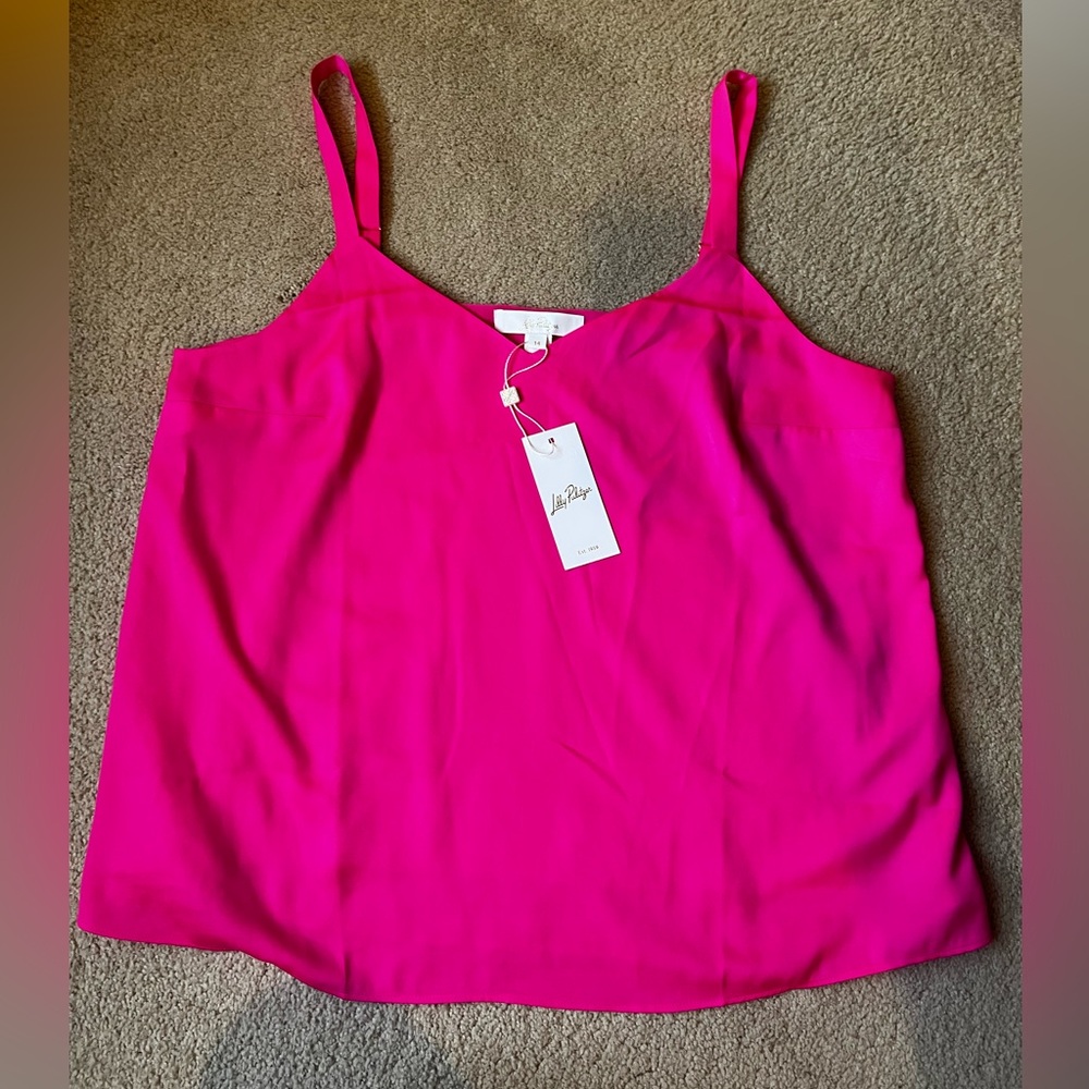 Lilly Pulitzer Nadia Satin Bright Pink Camisole Top
